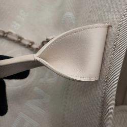 Chanel Deauville 2Way Chain tote Bag Ivory Canvas Leather Size Gm