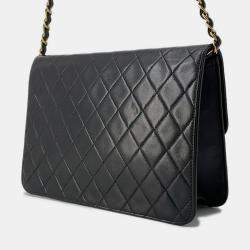 Chanel Push Lock Chain Black Lambskin Shoulder Bag