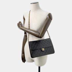 Chanel Push Lock Chain Black Lambskin Shoulder Bag