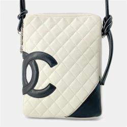 Chanel Cambon Line Medium White/Black Calf Leather Shoulder Bag 