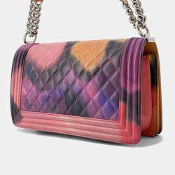 Pre Owned Chanel Boy Chain Pink/Multicolor Lambskin Shoulder Bag 