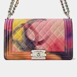 Chanel Boy Chanel Chain shoulder Bag Pink/Multicolor Lambskin Size 25