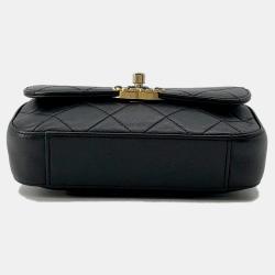 Pre Owned Chanel 19 Black Leather Waist Bag 