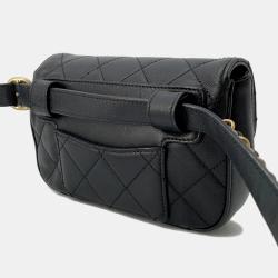Pre Owned Chanel 19 Black Leather Waist Bag 