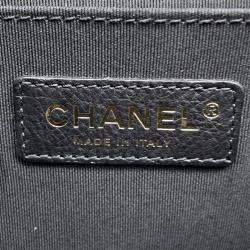 Chanel Boy Chain Black Soft Caviar Leather Shoulder Bag 
