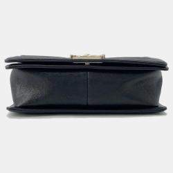 Chanel Boy Chain Black Soft Caviar Leather Shoulder Bag 