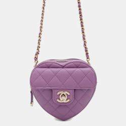 Chanel CC In Love Mini Purple Quilted Lambskin Heart Bag