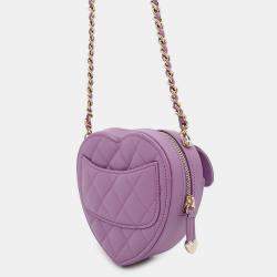 Chanel CC In Love Mini Purple Quilted Lambskin Heart Bag