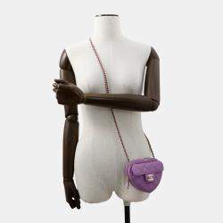 Chanel CC In Love Mini Purple Quilted Lambskin Heart Bag