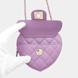 Chanel CC In Love Mini Purple Quilted Lambskin Heart Bag