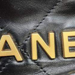 Chanel Chanel22 Chainhandbag Black Shiny Calf Leather Size Mini