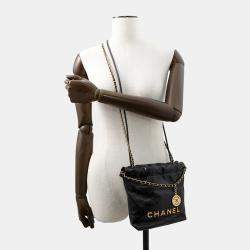 Chanel Chanel22 Chainhandbag Black Shiny Calf Leather Size Mini