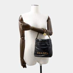 Chanel Chanel22 Chainhandbag Black Shiny Calf Leather Size Mini