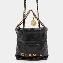 Chanel Chanel22 Chainhandbag Black Shiny Calf Leather Size Mini