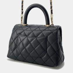 Chanel Coco Handle 2Way Shoulder Bag Black Caviar Leather Size Xxs