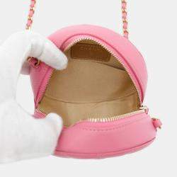 Chanel Round Cocoball Chain shoulder Bag Pink Lambskin