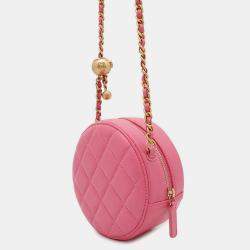 Chanel Round Cocoball Chain shoulder Bag Pink Lambskin