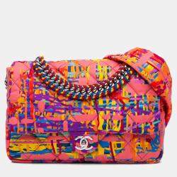 Chanel Multicolor/Pink CC Quilted Foulard Printed Flap