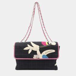 Chanel Black Chocolate Bar Reissue Canvas Printed Multipocket Flap
