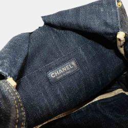 Chanel Shoulder Bag Denim Navy Gold Hardware