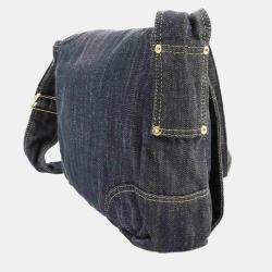 Chanel Shoulder Bag Denim Navy Gold Hardware