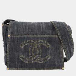 Chanel Shoulder Bag Denim Navy Gold Hardware