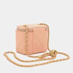 Chanel Classic Small Vanity Chain Shoulder Bag Pink Beige