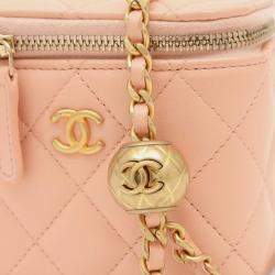 Chanel Classic Small Vanity Chain Shoulder Bag Pink Beige
