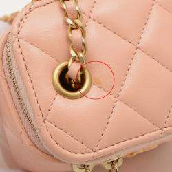 Chanel Classic Small Vanity Chain Shoulder Bag Pink Beige
