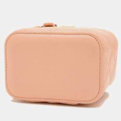 Chanel Classic Small Vanity Chain Shoulder Bag Pink Beige