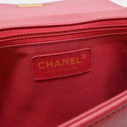Chanel Boy Chanel Matelasse Lambskin Leather Chain Shoulder Bag Red