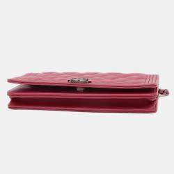 Chanel Boy Chain Wallet Lambskin Pink 