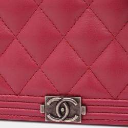 Chanel Boy Chain Wallet Lambskin Pink 