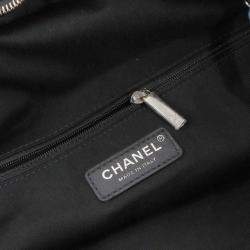 Chanel Deauville Round Chain Shoulder Bag Shearling Leather Black