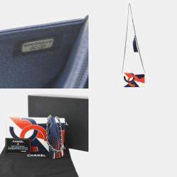 Chanel Wallet Chain Purse Shoulder Bag Leather Navy Off-White Red Silver