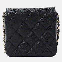 Chanel Pouch Matelasse Shoulder Caviar Skin Black Chain Coin Case
