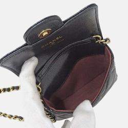 Chanel Pouch Matelasse Shoulder Caviar Skin Black Chain Coin Case