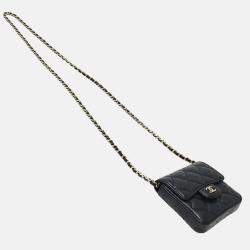 Chanel Pouch Matelasse Shoulder Caviar Skin Black Chain Coin Case
