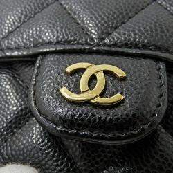 Chanel Pouch Matelasse Shoulder Caviar Skin Black Chain Coin Case