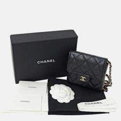 Chanel Pouch Matelasse Shoulder Caviar Skin Black Chain Coin Case