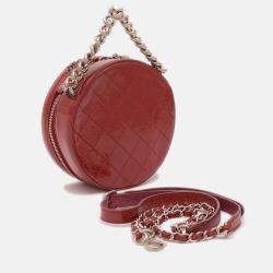 Chanel Round As Earth 2Way Bag Shoulder Patent Leather Red