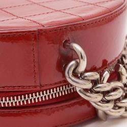 Chanel Round As Earth 2Way Bag Shoulder Patent Leather Red