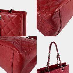 Chanel Shoulder Bag Gst Caviar Skin Leather Red