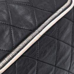 Chanel Black White Quilted Lambskin East West Accordion Flap