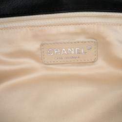 Chanel Black White Quilted Lambskin East West Accordion Flap