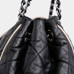 Chanel Black White Quilted Lambskin East West Accordion Flap