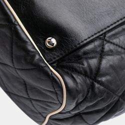 Chanel Black White Quilted Lambskin East West Accordion Flap