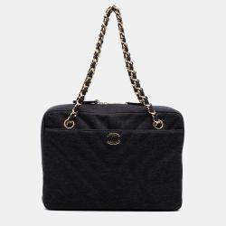 Chanel Grey CC Chevron Jersey Camera Bag