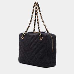 Chanel Grey CC Chevron Jersey Camera Bag