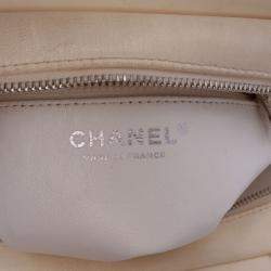 Chanel Brown/White Small Tweed and Resin Zipped Shopping Bag